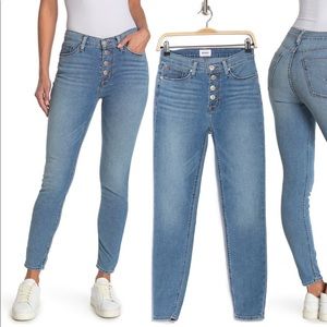 NEW • Hudson • Blair High Rise Ankle Skinny Jeans Yuma Blue 25 Exposed Button